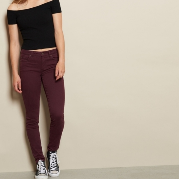 Garage high-waisted jeggings size 11 burgundy - Picture 1 of 8